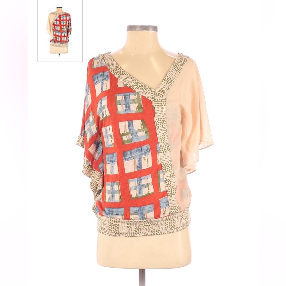 Vanessa Virginia short sleeve blouse red checked